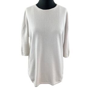 Organic by John Patrick Off White Sweater Dress Merino Crew Neck Size X-Small XS